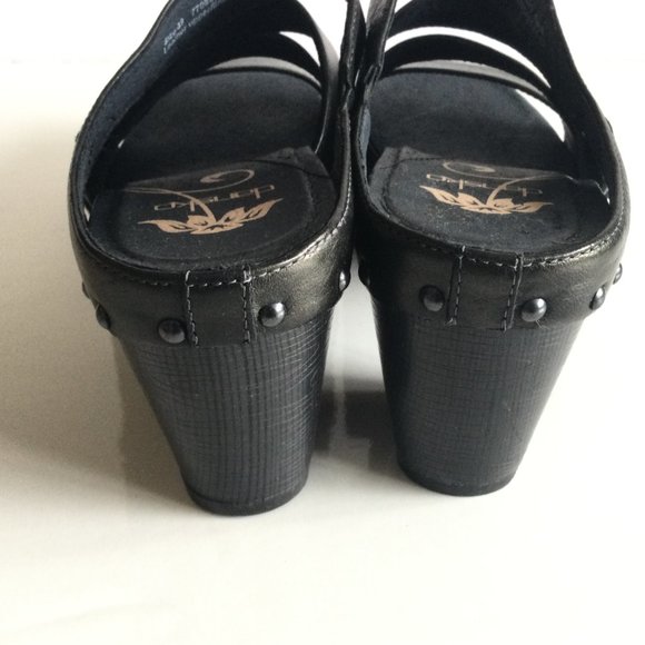 Dansko Nigella Sandals Comfort Strappy Size 9 Black heels Leather - Picture 7 of 16